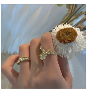 Bow Love Ring Cold Wind Index Ring Retro Open Ring