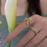 Bow Love Ring Cold Wind Index Ring Retro Open Ring