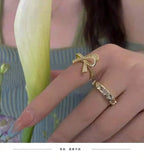 Bow Love Ring Cold Wind Index Ring Advanced Light Retro Open Ring