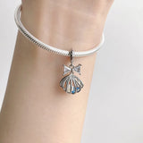 Ocean CZ Shell Heart Pearl Charm for Bracelet Necklace