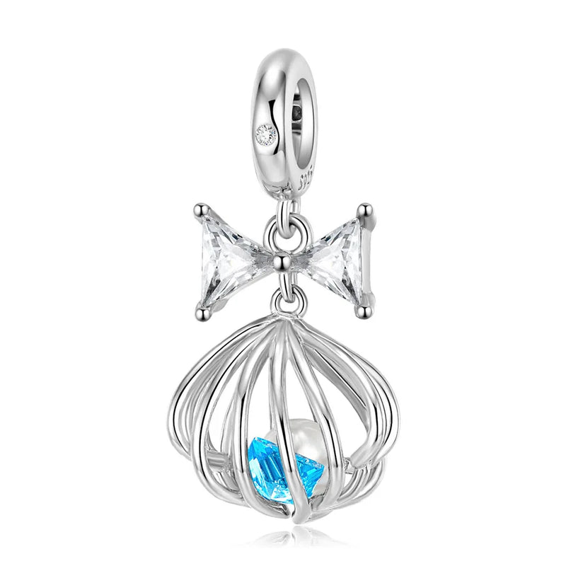 Ocean CZ Shell Heart Pearl Charm for Bracelet Necklace