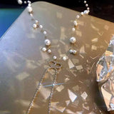 Bow Off Diamond Necklace Light Pearl Sense Fairy Neck Chain