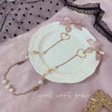 Bow Pearl Rhinestone Necklace Mask Chain Glasses Chain Anti-Lost Lanyard