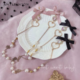 Bow Pearl Rhinestone Necklace Mask Chain Glasses Chain Anti-Lost Lanyard
