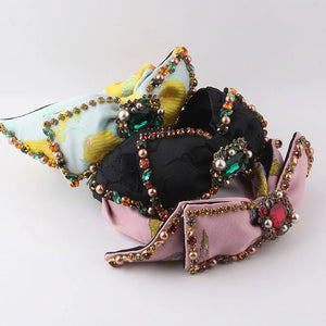 Bow Rhinestone Tiara Baroque Headband for Prom