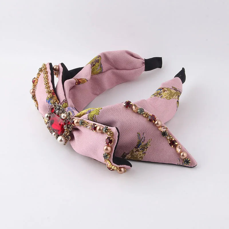 Bow Rhinestone Tiara Baroque Headband for Prom