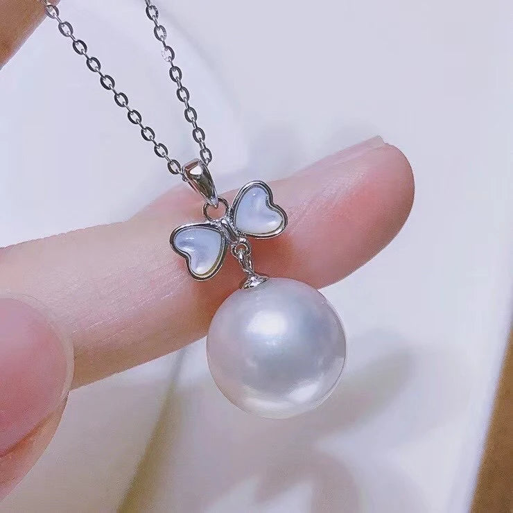 925 Sterling Silver Bow Shape Pendant Mount for Pearls Beads Stones