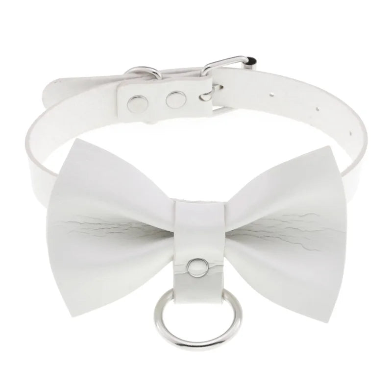 Bow Leather Collar Choker Necklace for Women