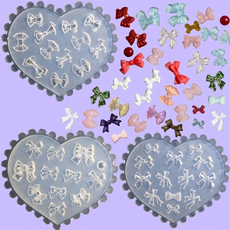 Bow-shaped Silicone Mold Nail Art Carving Mold for DIY Nail Art Decoration