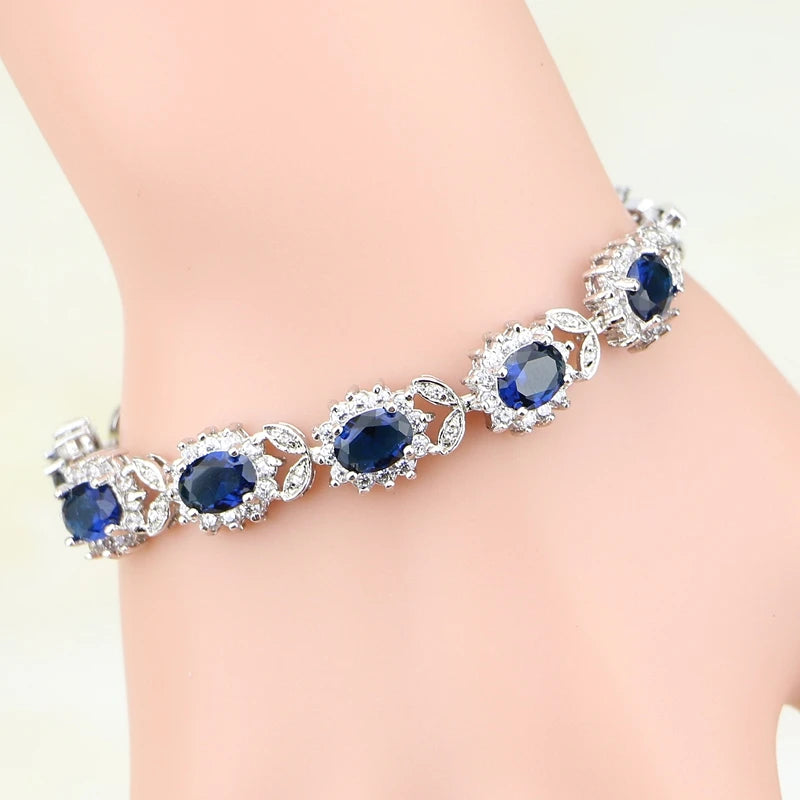925 Sterling Silver Bracelet with Cubic Zirconia Crystal Charm for Women