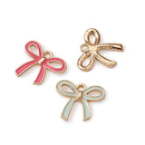 Pink Enamel Bow Charms for Jewelry Making DIY Accessories