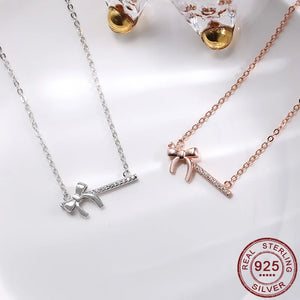 Cubic Zirconia Pendant Necklace 925 Sterling Silver Rose Clavicle Chain Jewelry