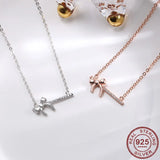 Cubic Zirconia Pendant Necklace 925 Sterling Silver Rose Clavicle Chain Jewelry