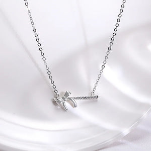 Cubic Zirconia Pendant Necklace 925 Sterling Silver Rose Clavicle Chain Jewelry