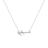 Cubic Zirconia Pendant Necklace 925 Sterling Silver Rose Clavicle Chain Jewelry