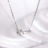 Cubic Zirconia Pendant Necklace 925 Sterling Silver Rose Clavicle Chain Jewelry