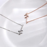 Cubic Zirconia Pendant Necklace 925 Sterling Silver Rose Clavicle Chain Jewelry