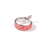 Enamel Bowknot Cashew Flower Red Yellow Rings