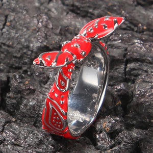 Enamel Bowknot Cashew Flower Red Yellow Rings
