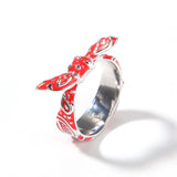Enamel Bowknot Cashew Flower Red Yellow Rings
