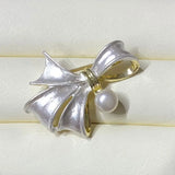 Bowknot Freshwater Pearl Brooch Large Rose Brooch Women