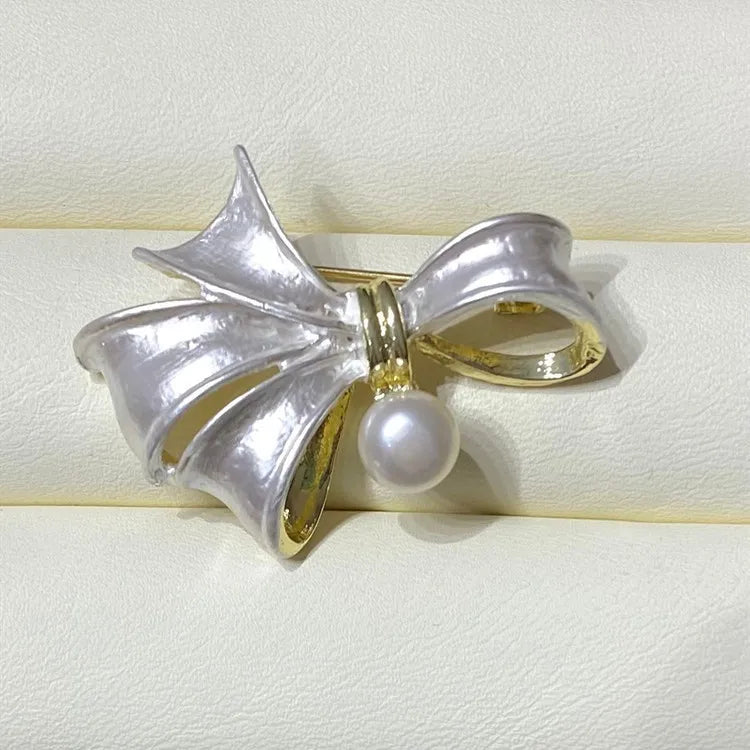 Bowknot Freshwater Pearl Brooch Large Rose Brooch Women
