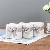 Gray Bowknot Jewelry Box Paper Gift Present Ring Earring Display Necklace Box