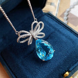 Aquamarine Choker Necklace 925 Sterling Silver Pendant