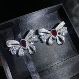 Bowknot Lab Diamond Choker Necklace 925 Silver Pendant for Women