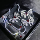 Bowknot Lab Diamond Choker Necklace 925 Silver Pendant for Women