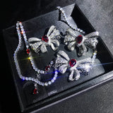 Bowknot Lab Diamond Choker Necklace 925 Silver Pendant for Women