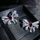 Bowknot Lab Diamond Choker Necklace 925 Silver Pendant for Women