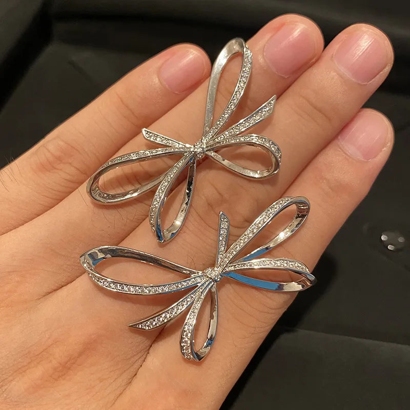 Zircon Metal Wind Butterfly Earrings Gift Vintage Party Jewelry
