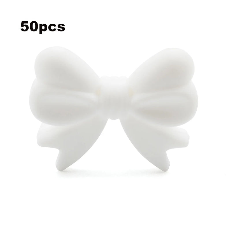 50pcs Bowknot Silicone Teething Beads Baby Teether