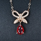Red Crystal Ruby Gemstone Diamond Pendant Necklaces for Women