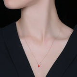 Red Crystal Ruby Gemstone Diamond Pendant Necklaces for Women