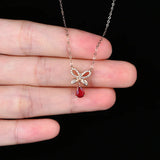 Red Crystal Ruby Gemstone Diamond Pendant Necklaces for Women