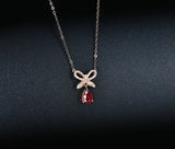 Red Crystal Ruby Gemstone Diamond Pendant Necklaces for Women