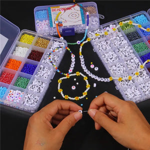 Glass Seed Beads 2-3mm Letter Bead Kit A-Z Alphabet DIY Bracelets Rings