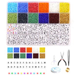 Glass Seed Beads 2-3mm Letter Bead Kit A-Z Alphabet DIY Bracelets Rings