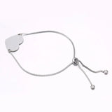 Personalized Box Chain Bracelet with Heart, Stainless Steel Engraved