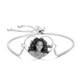 Personalized Box Chain Bracelet with Heart, Stainless Steel Engraved