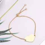 Personalized Box Chain Bracelet with Heart, Stainless Steel Engraved
