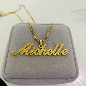Customized Name Pendant Necklace Box Chain Jewelry