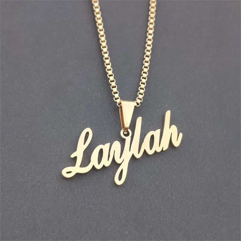 Box Chain Name Necklaces for Women Personalized Letter Necklace