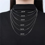 Silver 925 Box Chain Necklace Real Women Fine Jewelry Gift 40-80 CM
