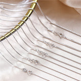 Silver 925 Box Chain Necklace Real Women Fine Jewelry Gift 40-80 CM