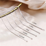 Silver 925 Box Chain Necklace Real Women Fine Jewelry Gift 40-80 CM