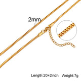 Stainless Steel Box Chains Necklace 2mm 4.5mm 18-24 Inch