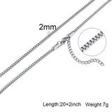 Stainless Steel Box Chains Necklace 2mm 4.5mm 18-24 Inch